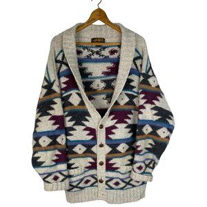Eddie Bauer Multicolor Patterned Cardigan Sweater